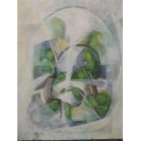 An oil painting, attributed to Anthony Wood, stylised bubble, 50 x 39cm