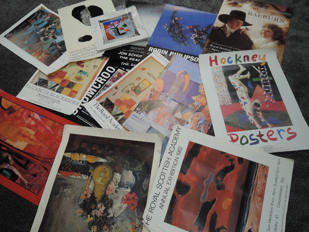 A selection of posters and similar, inc, Hockney poster, poster 1988, and calendar 1987