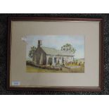 A watercolour, John G Emmerton, St Peters Church Heysham, 16 x 26cm, plus frame and glazed