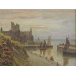 An oil painting, W Heys, Peel Castle Isle of Man, signed, 24 x 34cm, plus frame and glazed