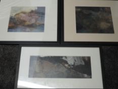 Three oil paintings, Albert Dickens, abstract, various, inc, 45 x 17cm, plus frame and glazed