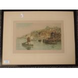 An etching, after Henry G Walker, Whitby Harbour, signed, 20 x 30cm, plus frame and glazed