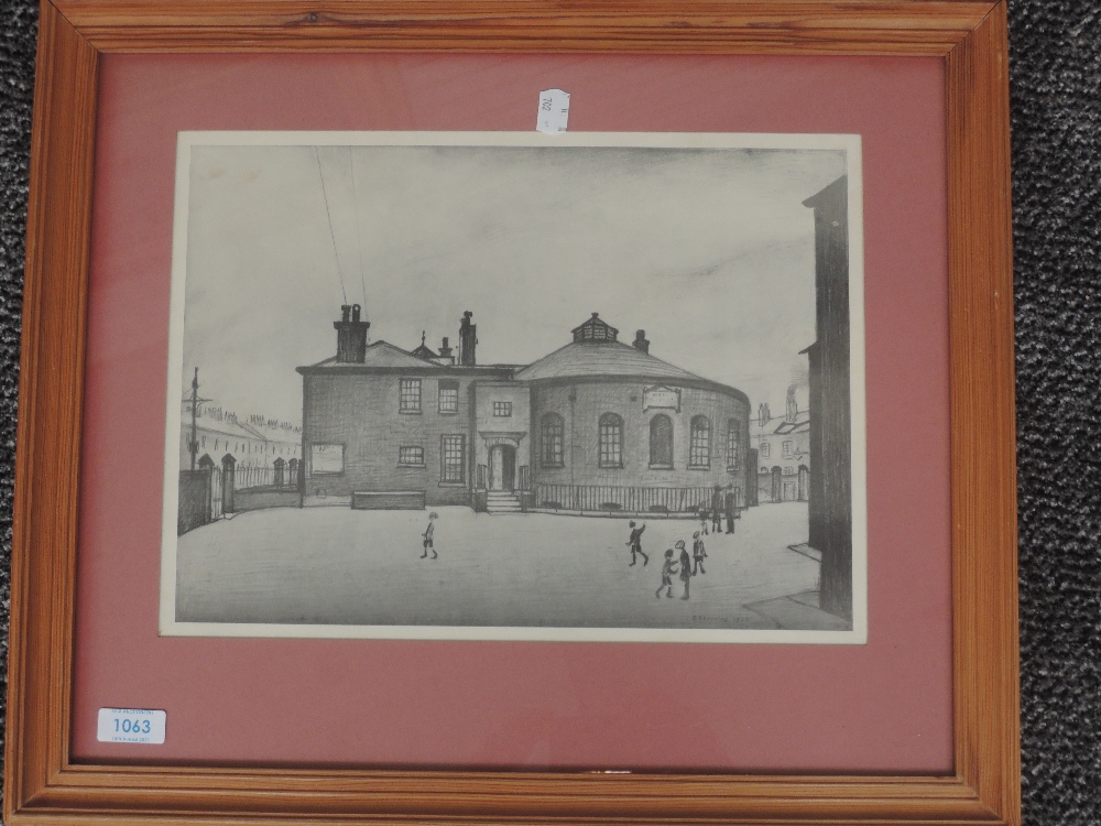 A pair of re-prints, after L S Lowry, 27 x 36cm, plus frame and glazed