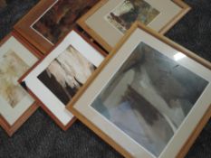 Five oil paintings, Albert Dickens, abstract, various, inc grey/brown, 45 x 48cm, plus frame and