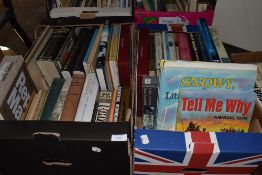 Two boxes of books including vintage childrens books, British history and architecture interest