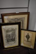 Three antique prints of Walter Riley and Cromwell interest