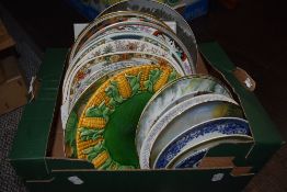 A good selection of various ceramic plates including Majollica style Chinese and Adams etc