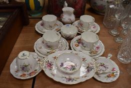 A collection of Crown Derby china, having floral pattern including cups and saucers, jug,