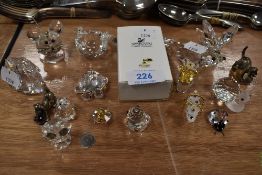 A selection of crystal animal figurines including Swarovski.