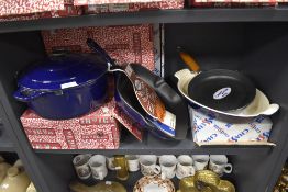 A four cooking pans by Chasseur including casserole, grill pan, frying pan and bake tray all as