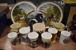 A selection of horse themed cups mugs and plates