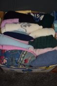 A box full of ladies good quality knitwear, various styles and colours.