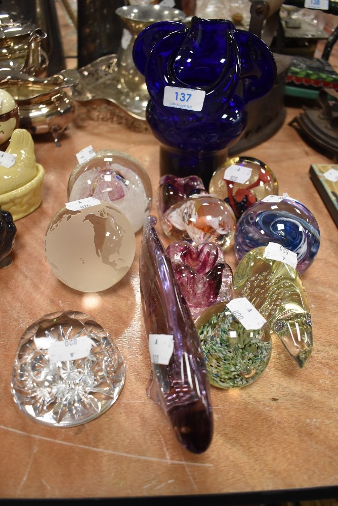 A selection of art glass paper weights including Caithness and Georgian Crystal