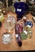 A selection of art glass paper weights including Caithness and Georgian Crystal