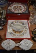 A collection of Spode display plates in boxes and two two booths tureens and a jug.