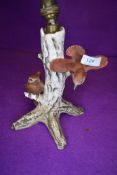 A ceramic lamp base with tree and bird decoration by Geobel West Germany and a Wades hand