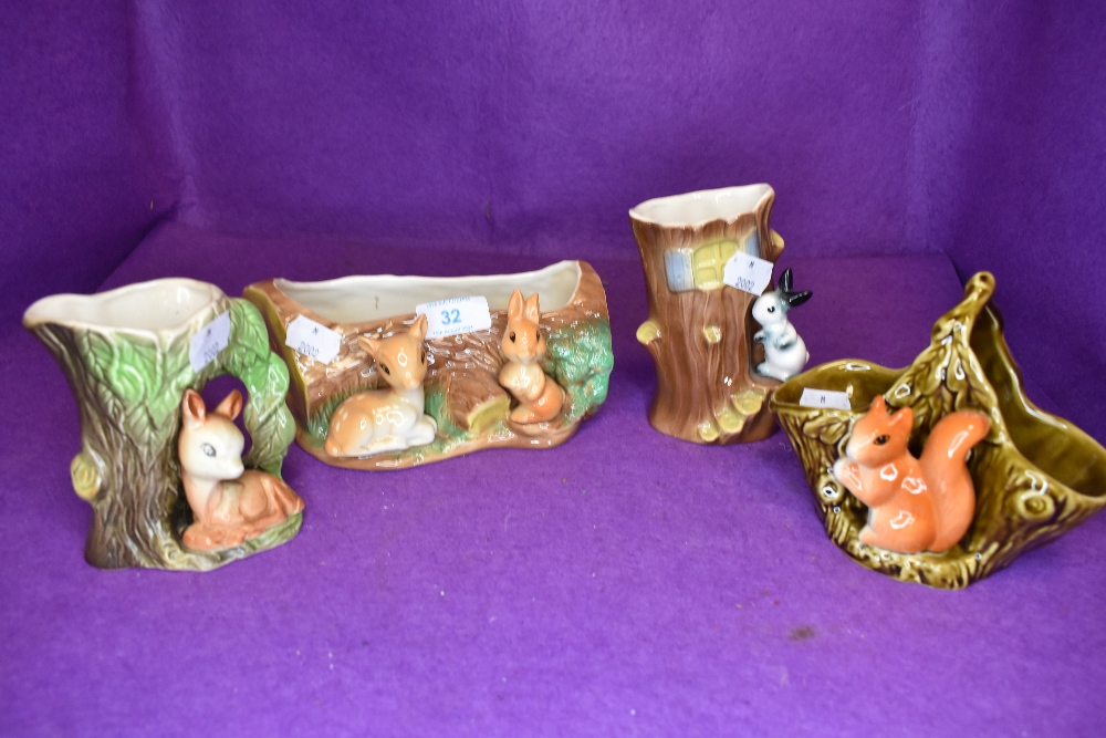 A selection of animal themed posy and flower vases including Sylvac and Hornsea Fauna Royal