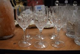 Six Waterford crystal wine glasses.