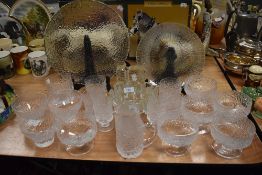 A good selection of mid century glass wares including frosted etched and