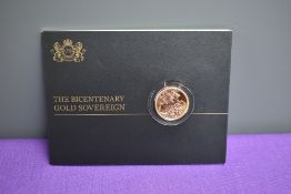 A 2017 Elizabeth II Bicentenary Gold Sovereign on card