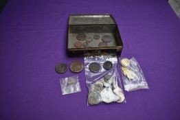 A collection of GB Silver Coins including 1697 Sixpence, along with mainly Commonwealth copper older