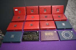 A collection of Royal Mint Proof Year Sets, 1970, 1971, 1972, 1983, 1984, 1985, 1986, 1987, 1988,