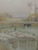 A watercolour, W Gunn Gwennet, The Mill at Rye Sussex, signed and attributed verso, 28 x 17cm,