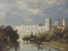 A watercolour, Anthony Flemming, Warwick castle, signed, 26 x 48cm, plus frame and glazed