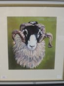 A print, after R A Gamsby, Ram's Head, 32 x 28cm, plus frame and glazed