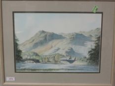 A watercolour, R W Lamb, Grange over Borrowdale, signed, 24 x 34cm, plus frame and glazed