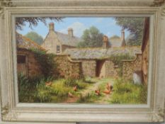 An oil painting, Edward Hersey, The Back Yard, farmyard scene, signed, 40 x 60cm, plus frame and