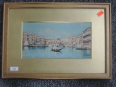 A watercolour, Bony, Venice, indistinctly signed, 16 x 30cm, plus frame and glazed