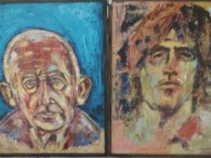 A pair of oil paintings, Malone, portrait studies, signed and dated (20)04, each 100 x 75cm, plus