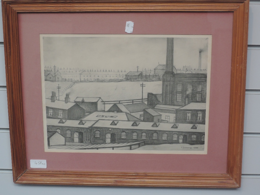 A pair of re-prints, after L S Lowry, 27 x 36cm, plus frame and glazed - Image 2 of 2