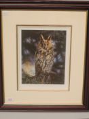 A Ltd Ed print, after, Steven Townsend, Long Eared Owl, signed and num 250/400, 28 x 22cm, plus