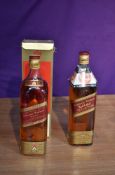 Two bottles of Johnnie Walker Red Label Old Scotch Whisky, 1970's 86.8 proof 1 litre in card box and