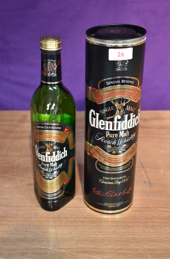A bottle of Glenfiddich Single Malt Scotch Whisky 70cl 40% vol in card tube