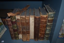 Antiquarian miscellany. Leather-bound selection. Includes; Ingoldsby Legends; Plutarch's Essays;