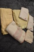 Two CC41 utility labelled cosy sheets, approx 76' x 88',two Woods or Harrogate cellular blankets, an