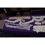 A selection of vinatge lace, crotchet and tatting.