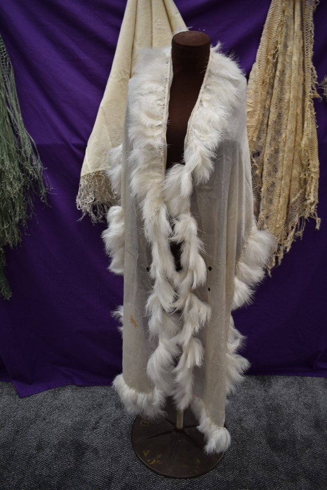 A collection of vintage and antique shawls including mint green fringed shawl,another of silk having - Image 2 of 6