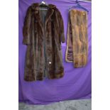 A vintage brown mink coat and a wrap.