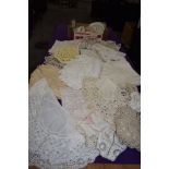 A large quantity of crotchet, lace, tatting and more, mats,doilies and more.
