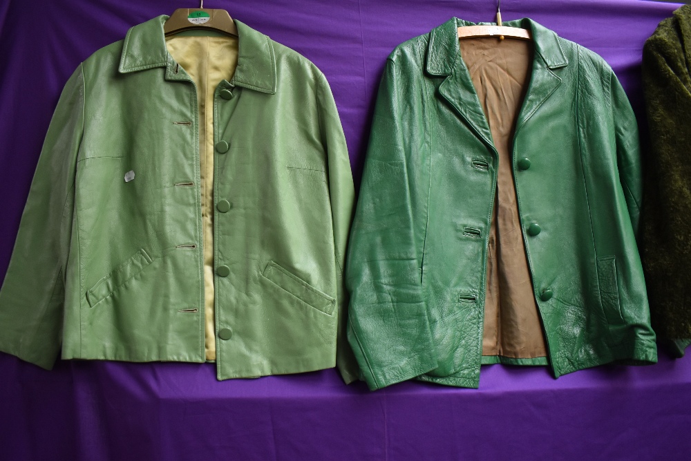 Two vintage green ladies leather jackets and a green coat. - Image 2 of 3