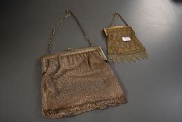 Two antique chain bags with clasp top fastening.
