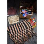 A mixed box of vintage,antique and retro ethnic and oriental clothing and textiles also included