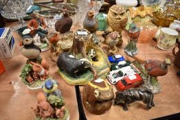 A selection of bird and animal figures and figurines including Arden sculptures