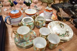 A selection of Chinese and Japanese tea wares including Phoenix ware
