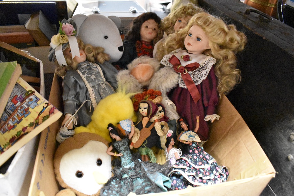An assortment of soft toys and dolls.