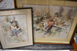 Two modern impressionist prints after S King both framed and glazed